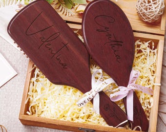 Personalized Wooden Hair Comb, Customized Bamboo Hair Brush, Bridesmaid Gift