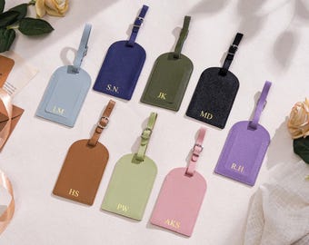 Benutzerdefinierte Vegan Leder Gepäckanhänger, personalisierte Name Reise Gepäckanhänger, Monogramm Koffer Anhänger, Reisegeschenk, Hochzeit Gastgeschenke, Geschenk für Sie