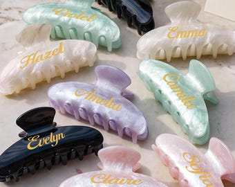 Personalized Hair Clip, Bridal Shower Gift, Custom Acrylic Engraved Hair Claw Clips with Name, Birthday Hair Accessories, Christmas Gift