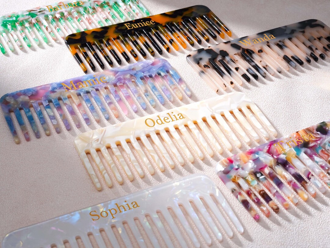 Customizable Comb Personalized Amber Hair Comb, Custom Name Acetate Hair Comb, Engraved ...
