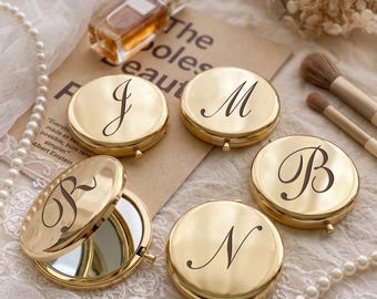 Personalized Compact Mirror with Name, Custom Engraved Monogram Pocket Makeup Mirror, Bridesmaid Gift