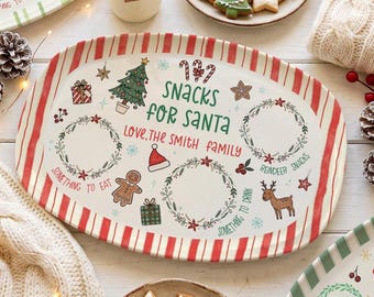 Personalized Santa Cookie Plate, Cookies for Santa Platter, Custom Holiday Christmas Plate for Family, Christmas Gift