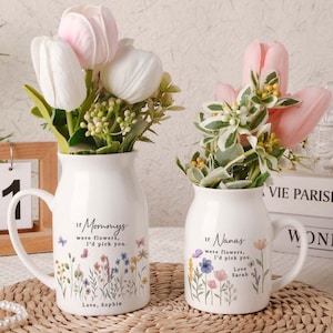 Gepersonaliseerde moeder oma bloemenvaas, aangepast Moederdagcadeau, bloemen keramische vaas voor moeder oma, Moederdagcadeau voor oma mama