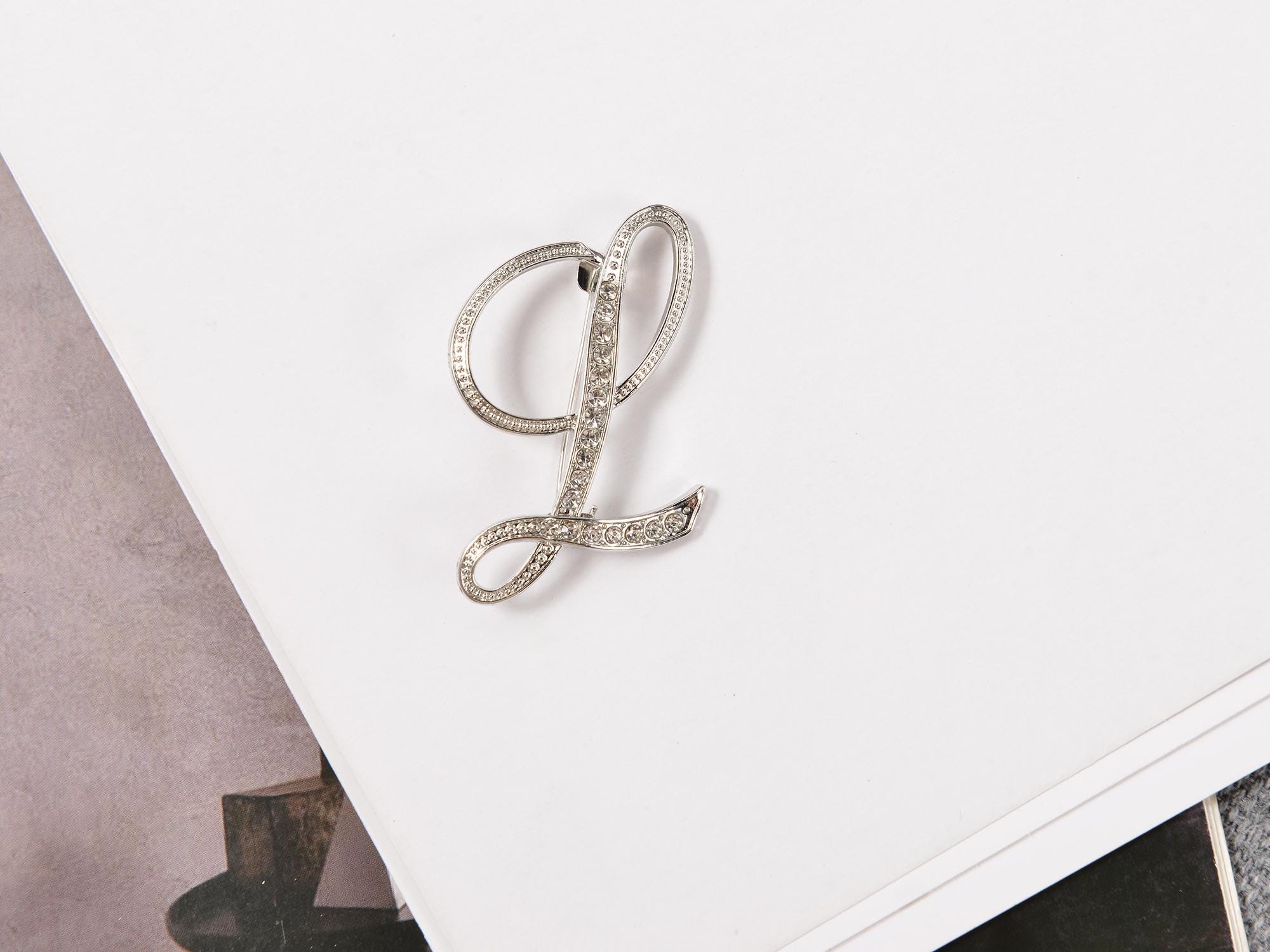 Large Letter Cursive Initial Pin, Letter Pin Brooch,vintage Elegant ...