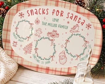 Personalized Santa Cookie Plate, Gingerbread Santa Cookie Platter, Custom Christmas Eve Tray, Holiday Family Keepsake