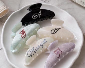 Custom Rhinestone Name Hair Claw Clips, Bridesmaid Gifts, Personalized Acetate Hair Claw, Wedding Hair Accessory for Her