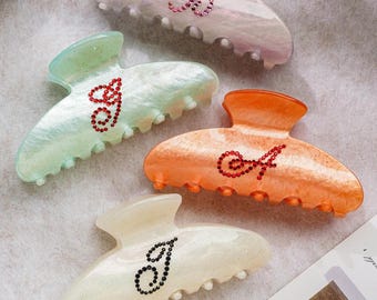 Personalized Name Hair Claw, Custom Rhinestone Hair Claw Clips, Bridesmaid Gift, Wedding Hair Accessory