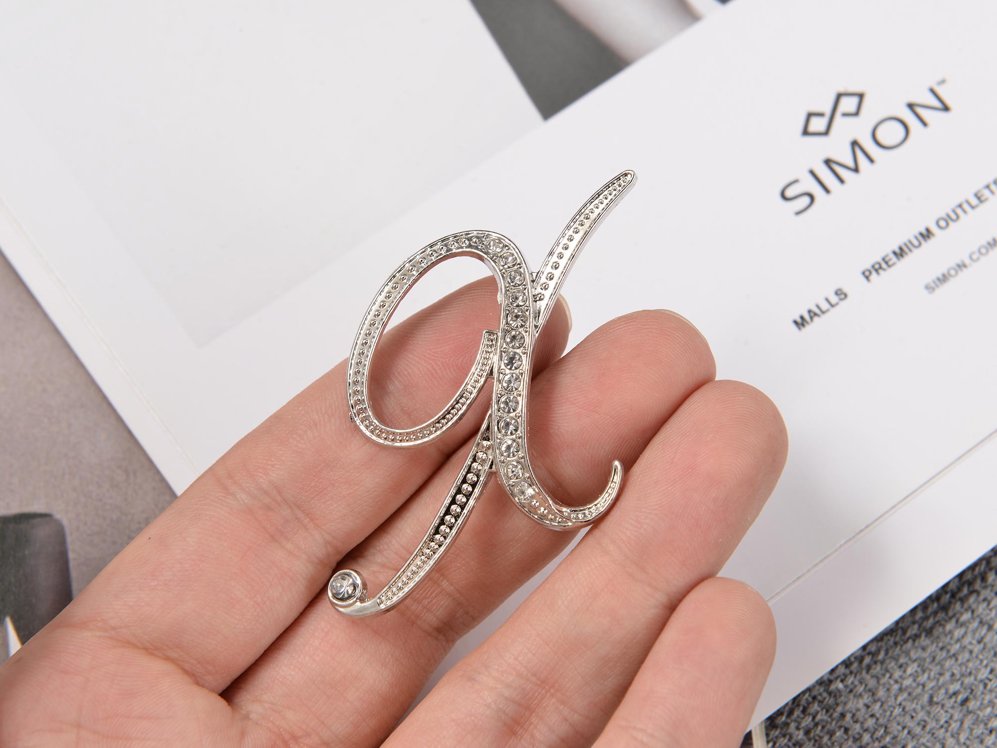 Large Letter Cursive Initial Pin, Letter Pin Brooch,vintage Elegant ...