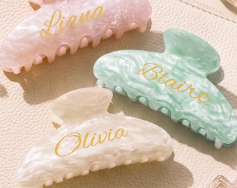 Custom Name Acrylic Hair Claw Clip, Engraved Hair Clip for Wedding Bridesmaid, Birthday Party Favor, Christmas Gift for Her
