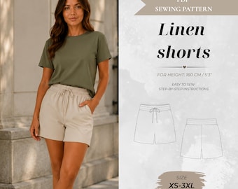 High-Waisted Sommershorts Schnittmuster – Petite Fit 160 cm (Sofort-Download)