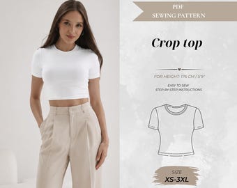 Tailliertes Crop Top Schnittmuster - Tall Fit 176 cm (Instant Download)