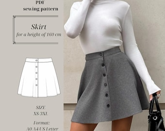 A-Line Mini Skirt Pattern – Petite Fit 160 cm (Instant Download)