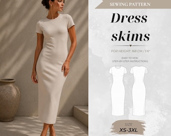 Maxi Dress PDF Sewing Pattern: Women's Knit Dress, Instant Download (XS-3XL)