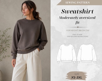 Women’s Sweatshirt Sewing Pattern – Beginner Friendly Casual Top, Standard Fit 168 cm