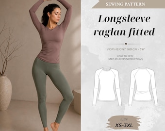 Fitted Raglan Longsleeve Sewing Patterns – Standard Fit 168 cm (Instant Download)