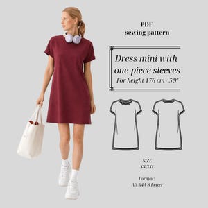 Schnittmuster T-Shirt Kleid locker – Körpergröße 176 cm (Tall) – PDF Download