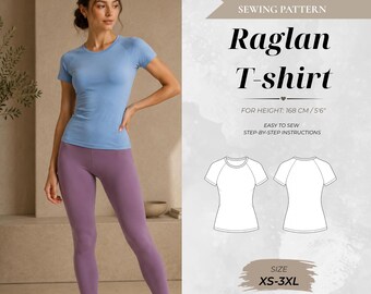 Fitted Raglan T-Shirt Sewing Patterns – Standard Fit 168 cm (Instant Download)