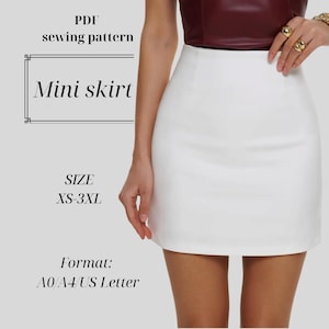 Mini Skirt Sewing Pattern, Casual Skirt Pattern, High Waisted Skirt Sewing Pattern, Women Sewing Beginner Pattern, Women Skirt Patterns