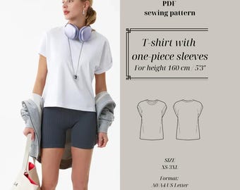 Women's Loose Fit T-shirt Sewing Pattern – Petite Fit 160 cm – Beginner Friendly