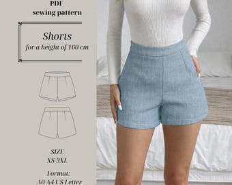 Shorts Sewing Pattern – Petite Fit 160 cm (Instant Download)