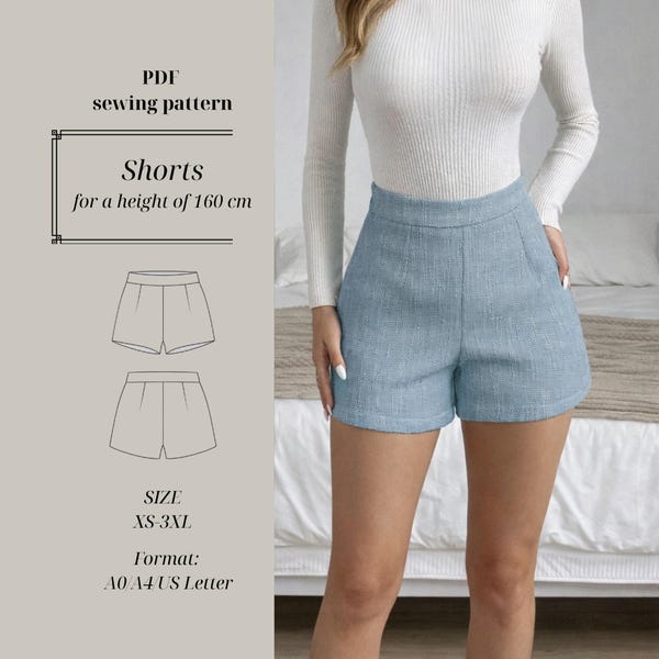 Shorts Sewing Pattern – Petite Fit 160 cm (Instant Download)