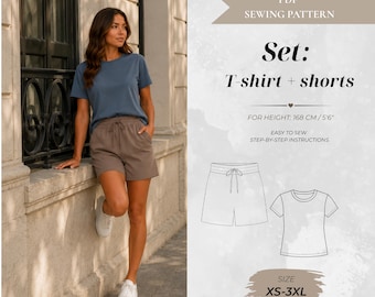 Oversize T-Shirt & Women Shorts Sewing Pattern Set – Standard Fit 168 cm (Instant Download)