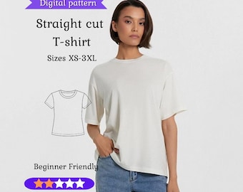Straight Fit T-Shirt Sewing Pattern – Women's Sizes XS-3XL (PDF Pattern)