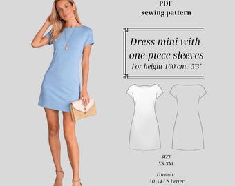 Sleeveless T-Shirt Dress Sewing Pattern – Petite Height 160 cm / 5'3" – XS-3XL (Digital Download)