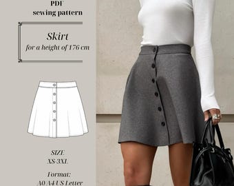 A-Line Mini Skirt Pattern – Tall Fit 176 cm (Instant Download)