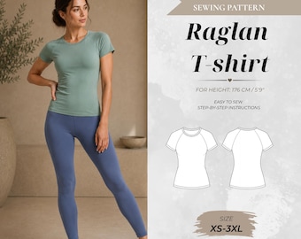 Fitted Raglan T-Shirt Sewing Patterns – Tall Fit 176 cm (Instant Download)
