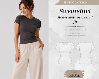 Women’s Fitted T-Shirt Sewing Pattern, Tall Fit 176 cm (Instant Download)