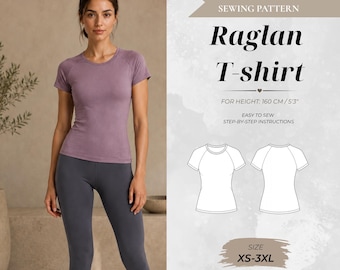 Fitted Raglan T-Shirt Sewing Patterns – Petite Fit 160 cm (Instant Download)