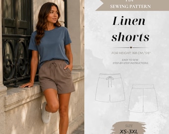 High-Waisted Sommershorts Schnittmuster – Standard Fit 168 cm (Sofort-Download)