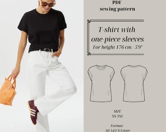 Women's Loose Fit T-shirt Sewing Pattern – Tall Fit 176 cm – Beginner Friendly