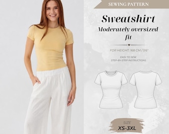 Women’s Fitted T-Shirt Sewing Pattern, Standard Fit 168 cm (Instant Download)