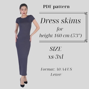 Maxi dress pattern for height 160 cm - Summer dress pattern -  Knit dress pattern - Easy dress pattern - Women&#39;s pattern - Digital sewing