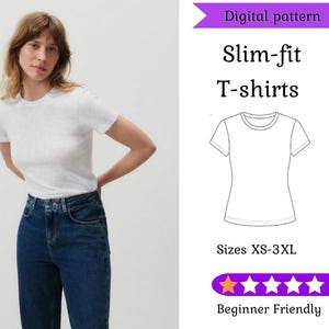 Slim-fit T-Shirt Pattern PDF - Fitted T-Shirt - Digital Pattern - Fitted Top - Instant Download - Sewing for Beginners