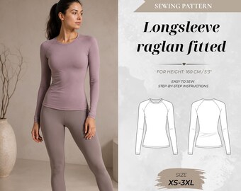 Fitted Raglan Longsleeve Sewing Patterns – Petite Fit 160 cm (Instant Download)