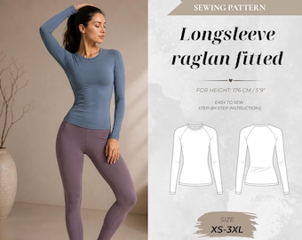 Fitted Raglan Longsleeve Sewing Patterns – Tall Fit 176 cm (Instant Download)