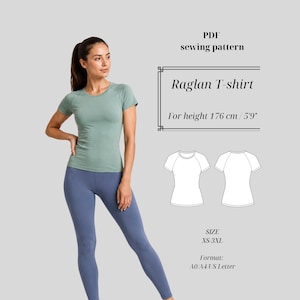 Patrón de costura Camiseta Raglán Entallada – Ajuste Alto 176 cm (Descarga instantánea)