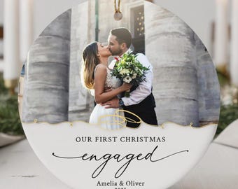 First Christmas Engaged Ornament, Our 1st  Married, as Fiance Keepsake 2025, Custom Picture  Photo Bauble Gifts