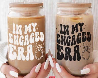 Personalized Engagement Gift Glass Tumbler: In My Wifey Era, Bamboo Lid & Straw