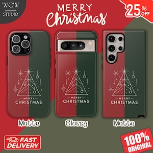Christmas Phone Case  Merry Christmas Tree, Festive Holiday Phone Cover for iPhone, Samsung Galaxy, Google Pixel, Christmas Phone Case