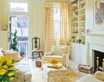 Yellow Plaid Drapes Etsy