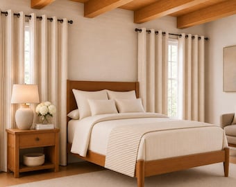Two panels ticking stripe Grommet window curtains farmhouse ticking drapes, modern drapery panels
