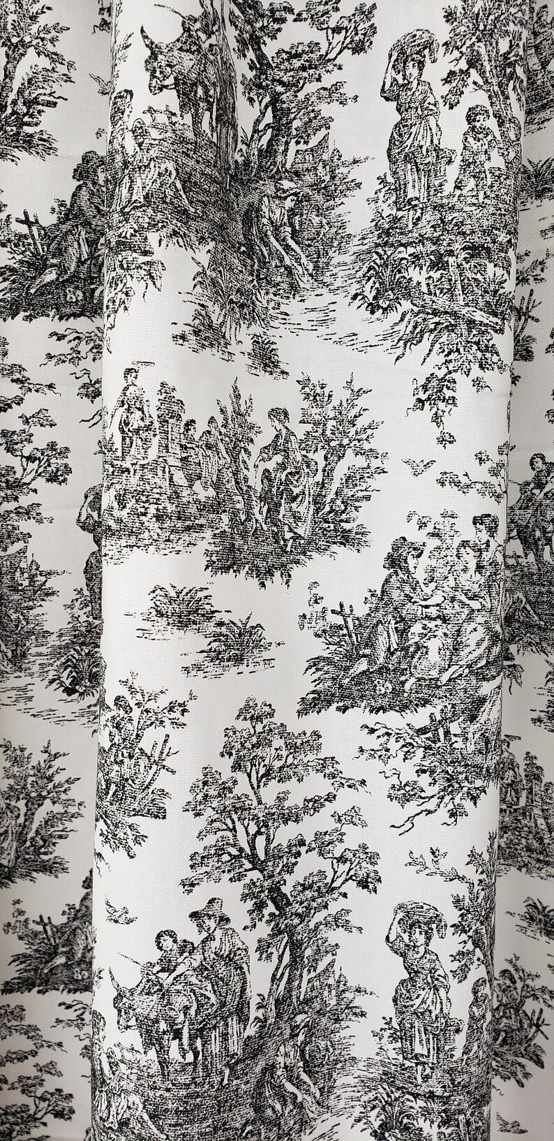 Black and White Toile Shower Curtain Cotton Print 72 Etsy