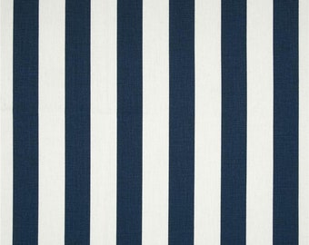 Set of 4 Flat chair pads, seat cushions, 1" thick foam, navy blue and white stripe cotton