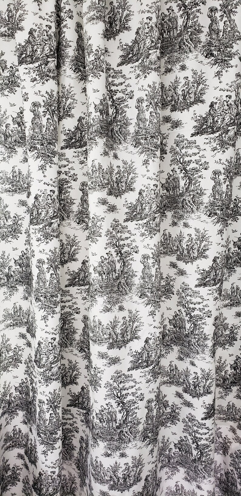 Black and White Toile Shower Curtain Cotton Print 72 Etsy