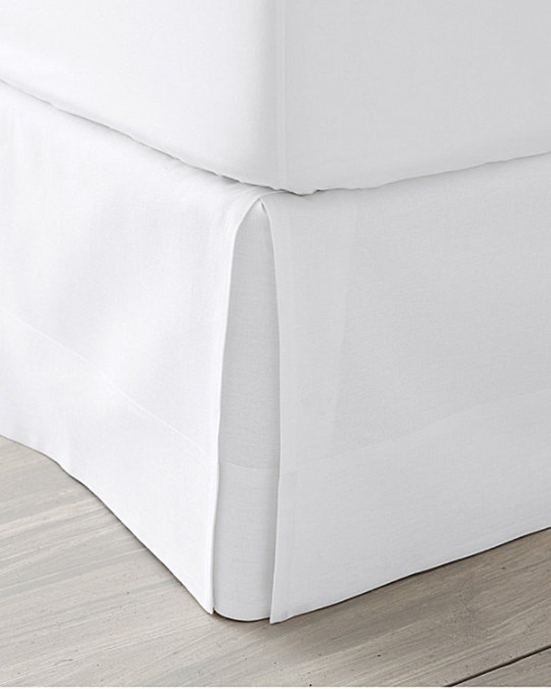 White Cotton Bedskirt Queen Size Tailored Box Pleats 19 Etsy