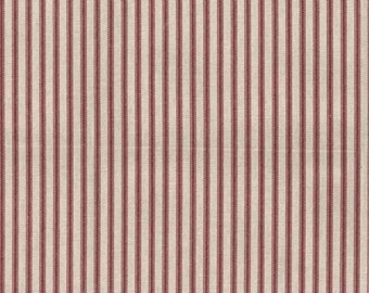 Red and tan ticking stripe cotton Fabric sold by the yard cotton, red ticking